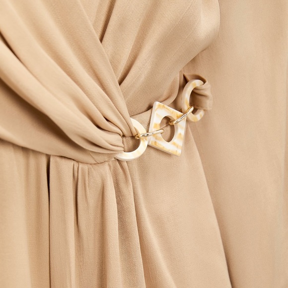 NWT Zara Satin Effect Midi Dress Size Small in Soft Gold - Picture 3 of 9